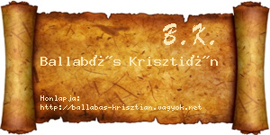 Ballabás Krisztián névjegykártya